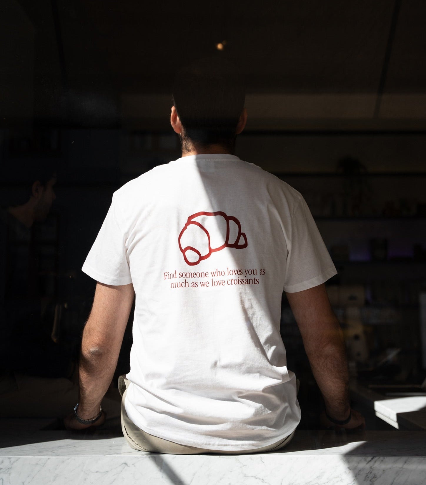 Brü Specialty Coffee 'Croissant' t-shirt — premium tee celebrating the art of the perfect pastry