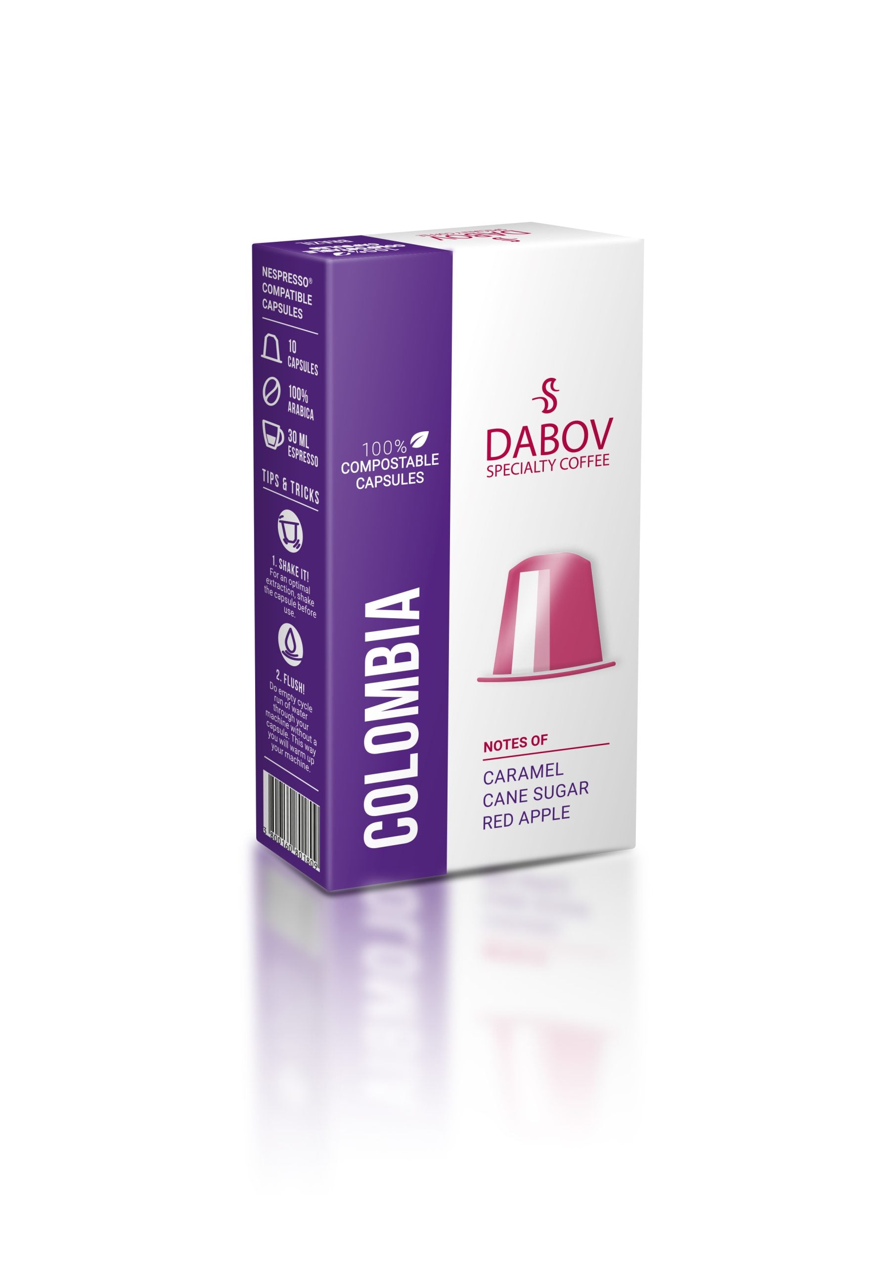 Colombia Nespresso-compatible coffee capsules by Dabov — 10 pods with notes of red apple, cane sugar, and caramel