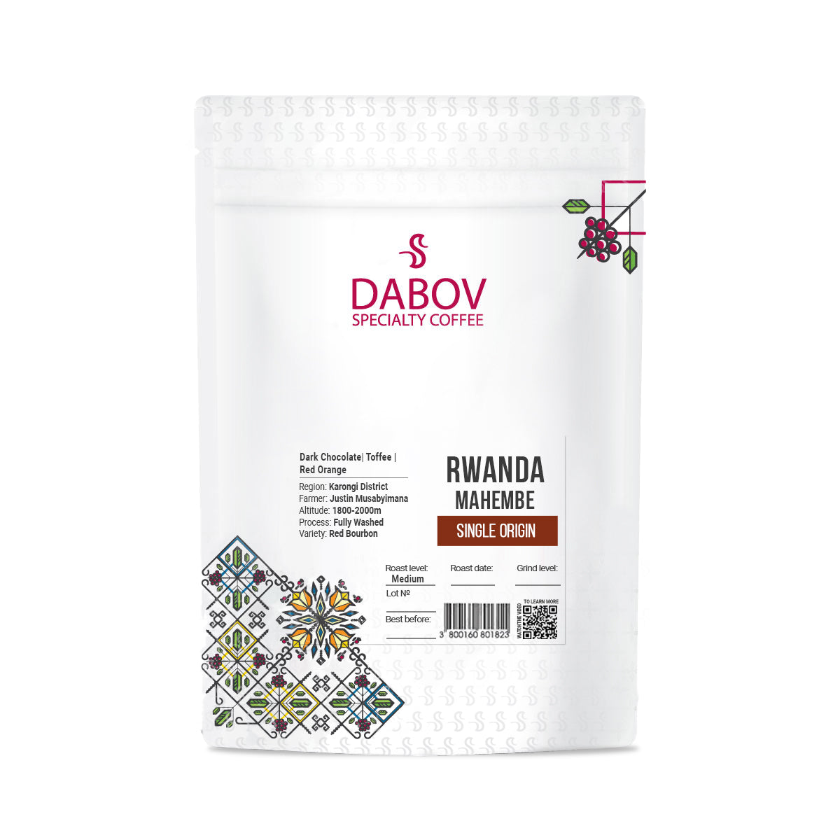 Rwanda Mahembe specialty coffee beans — light roast, Best of Rwanda 2024 #16, with notes of caramel, blackcurrant, and blueberry