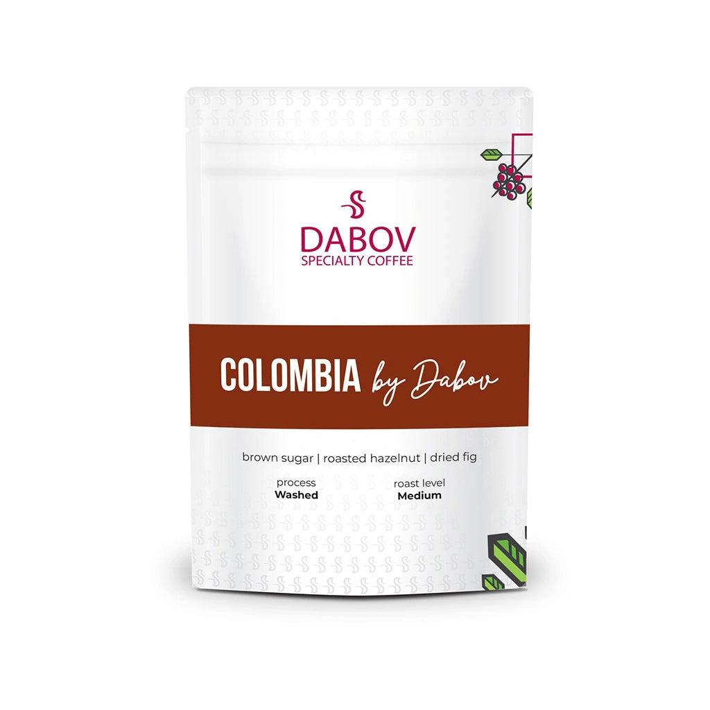 Colombia by Dabov specialty coffee beans — medium roast, washed process with notes of brown sugar, hazelnut, and fig